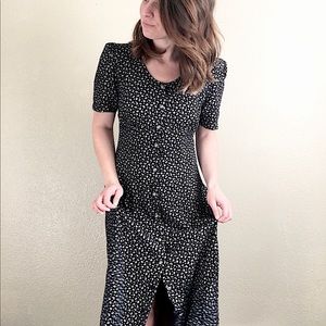 90s Floral Button Front Midi / Maxi Dress